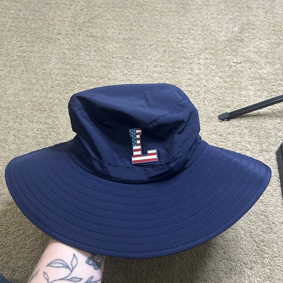 Unisex Adult Navy Blue Bucket Hat With Patriotic L Stamp - Picture 1 of 5